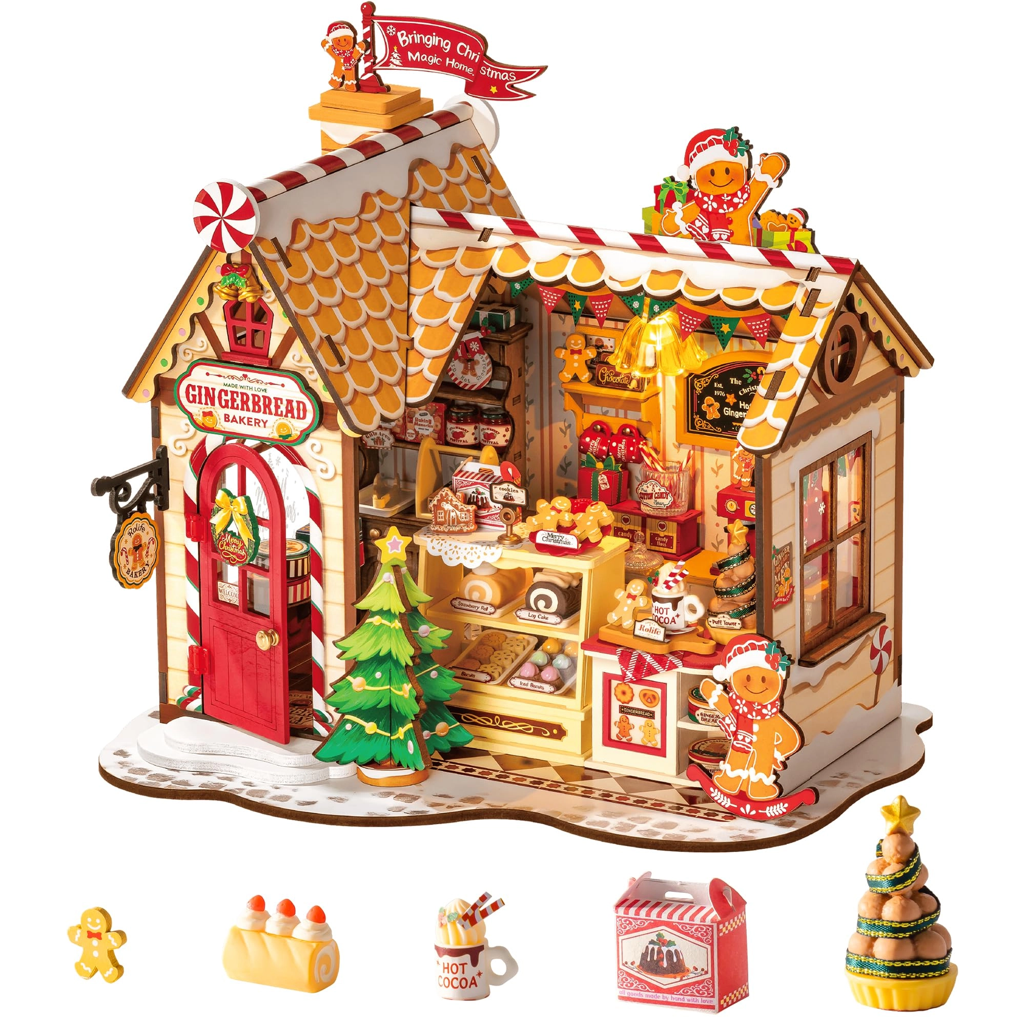 Rolife Christmas Dollhouse Gingerbread House