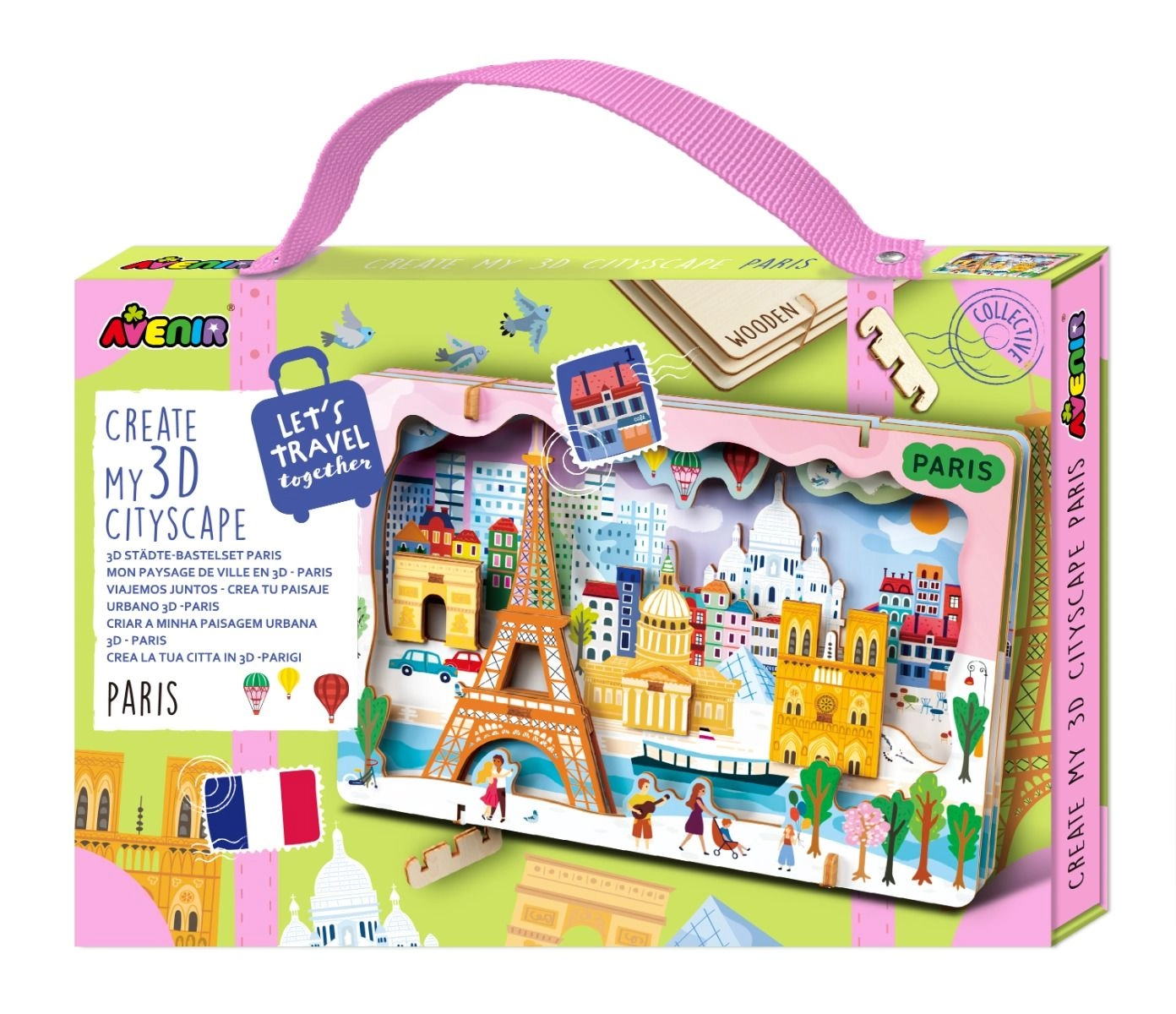 Avenir Lets Travel Together 3D Cityscape (AVPZ245079) - Paris Wooden