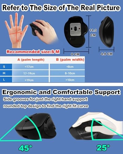 Vertical Ergonomic Mouse - Bluetooth/USB