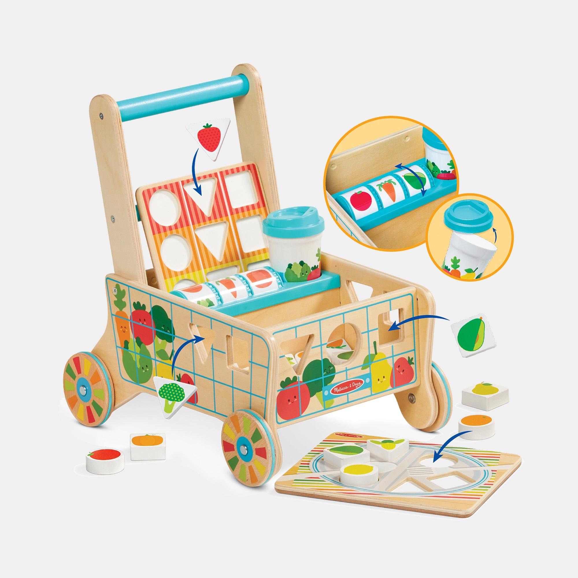Melissa & Doug Shape Sorting Grocery Cart - 1+ 16 pieces