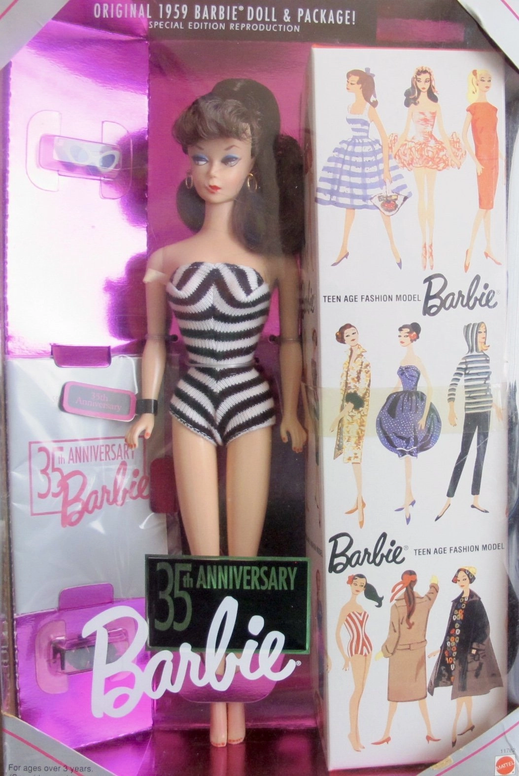 Barbie 35th Anniversary Doll - Brunette Hair Reproduction 1959 Ages 3+