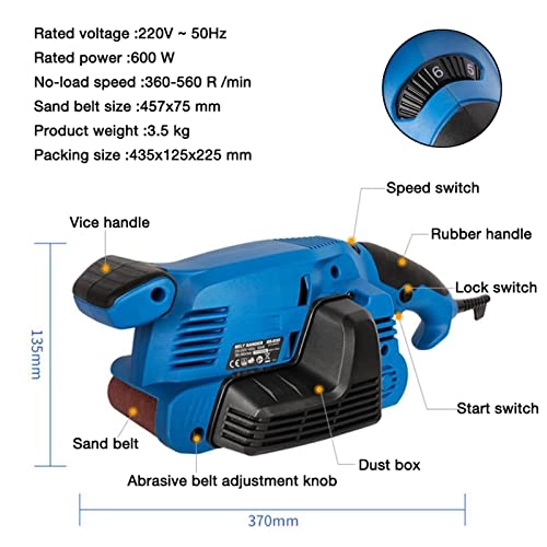 Portable Electric Inverted Bench Sander - 600W 457x75 mm 360-560 r/min