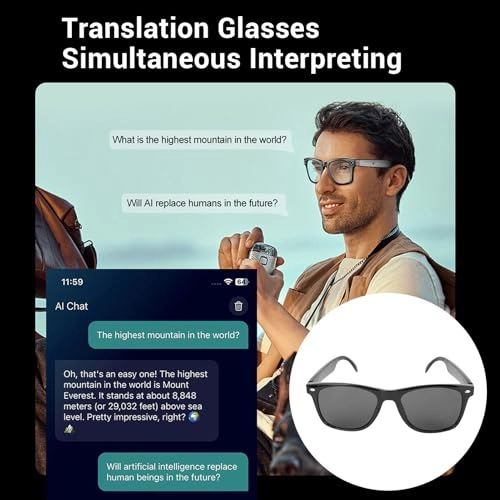 AI Translation Smart Glasses - 144 Language Dual HD Microphones