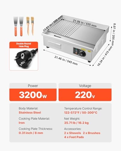 Commercial Electric Griddle - 2 zone(s) 535 x 300 mm