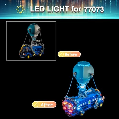 LED Light Kit for LEGO Battle Bus Fortnite 77073 - USB Battery Box