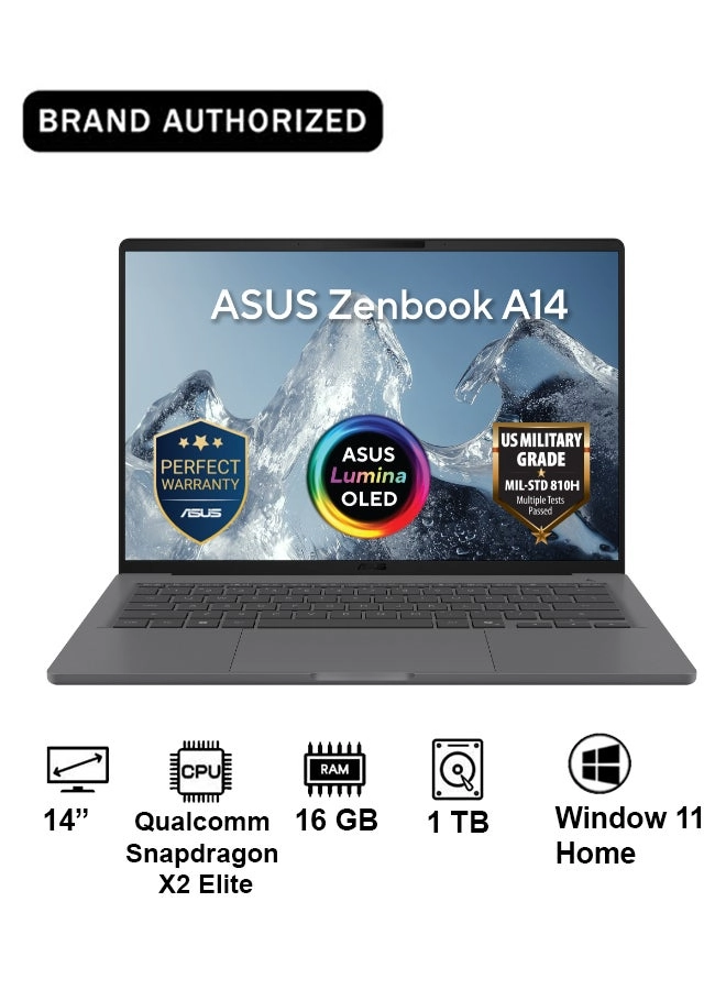 ASUS Zenbook A14 UX3407NA - 14'' Snapdragon X Elite 16GB DDR5 1TB SSD