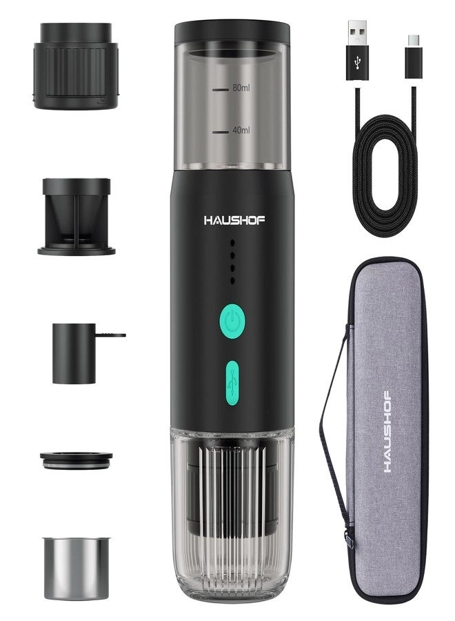 HAUSHOF Portable Electric Espresso Machine - 80ml NS-compatible capsules and ground coffee