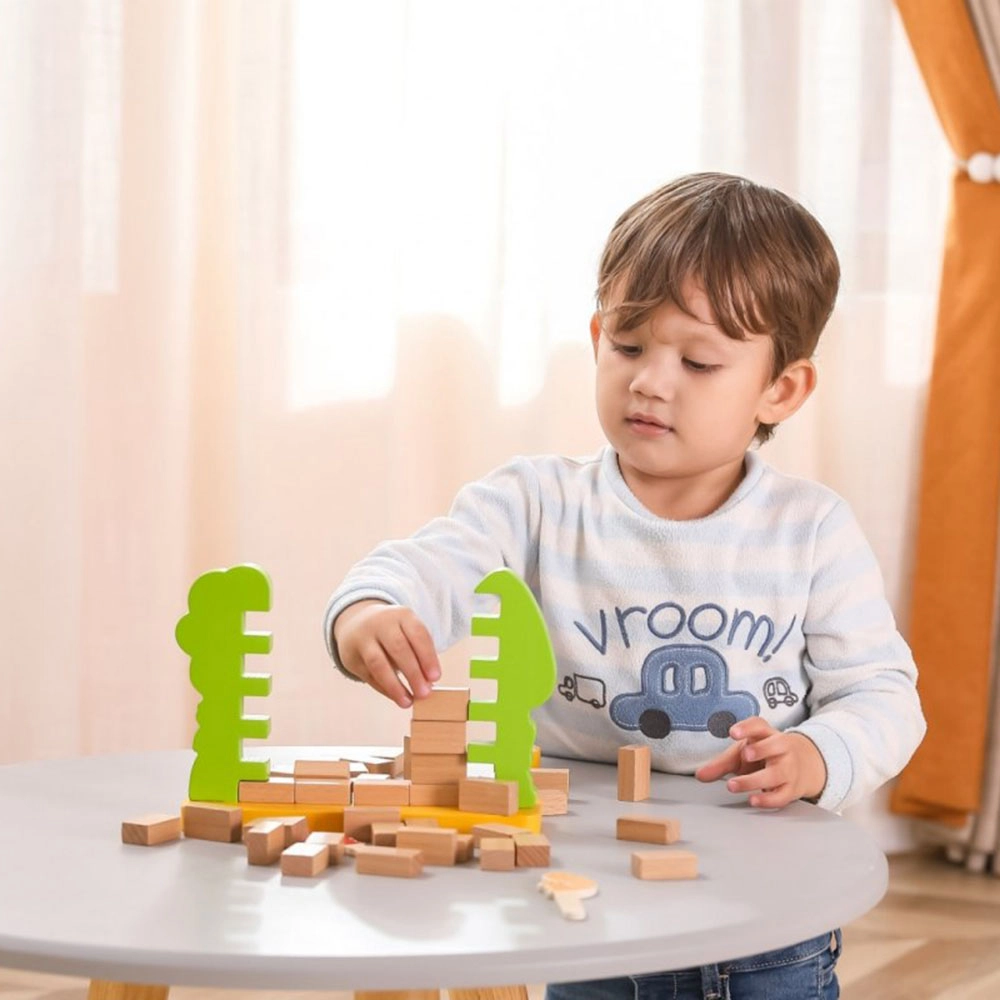 Wooden Wall Build & Topple Game