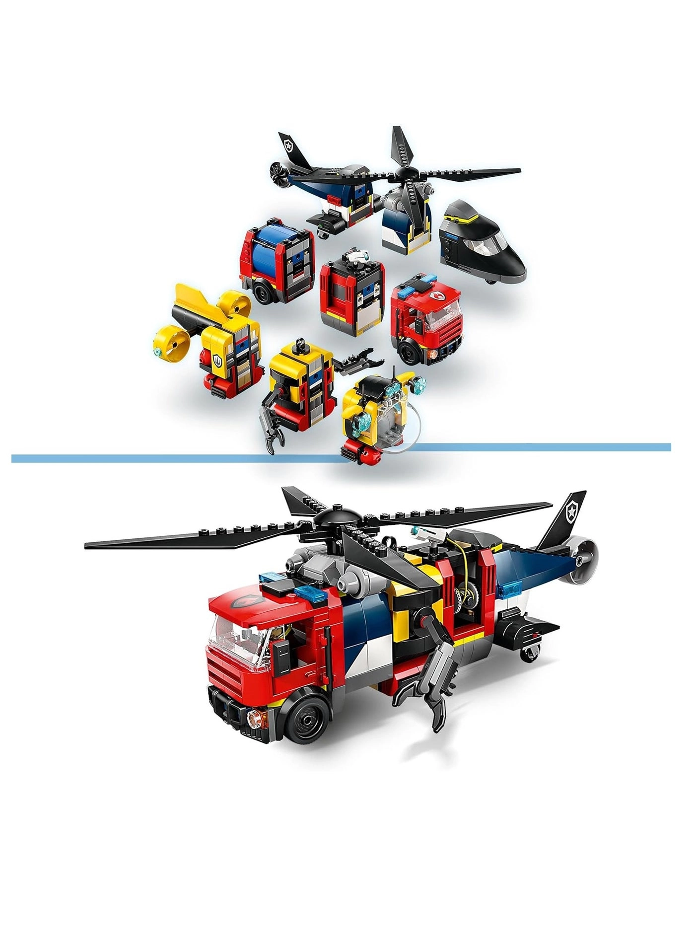 City 3in1 Helicopter, Fire Truck & Submarine Remix (60462)
