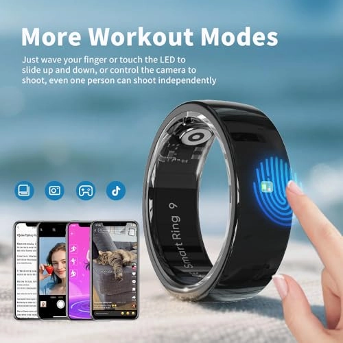 Ceramic Touch Smart Ring - Heart Rate Blood Oxygen 5ATM Waterproof