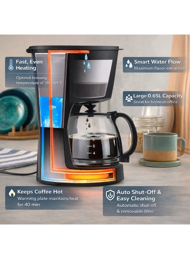 Drip Coffee Maker - 6 Cup Auto Shut Off Keep Warm