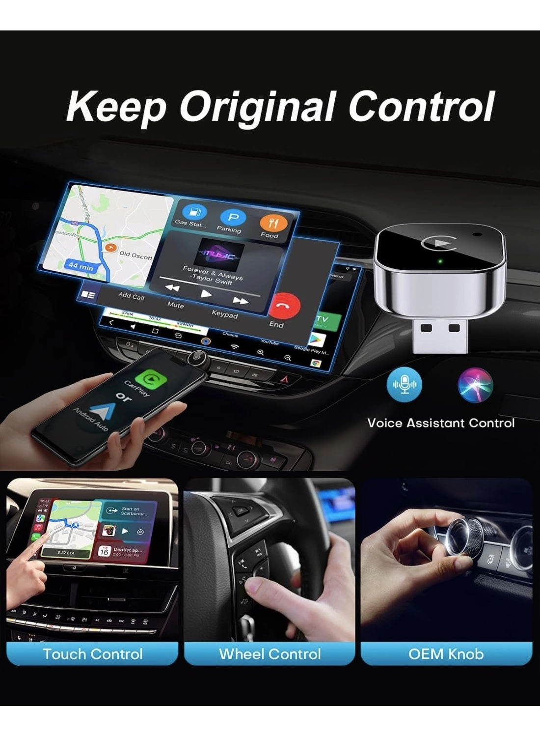 2-in-1 wireless Carplay Adapter - Android Auto Mini