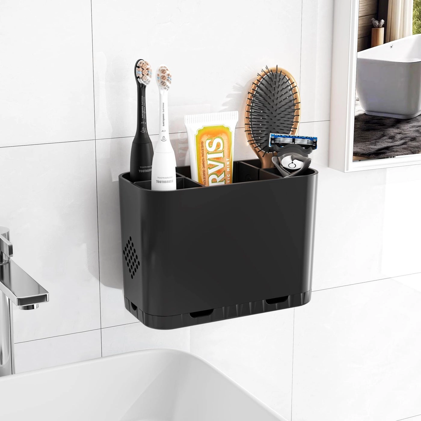 Toothbrush and Toothpaste Holders - Countertop Detachable 5 Slots