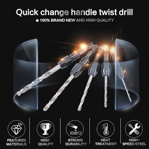 Spiral Drill Bit Set - high speed steel 6542 + carbon steel 5 Pieces 2mm 3.2mm 4mm 5mm 6mm