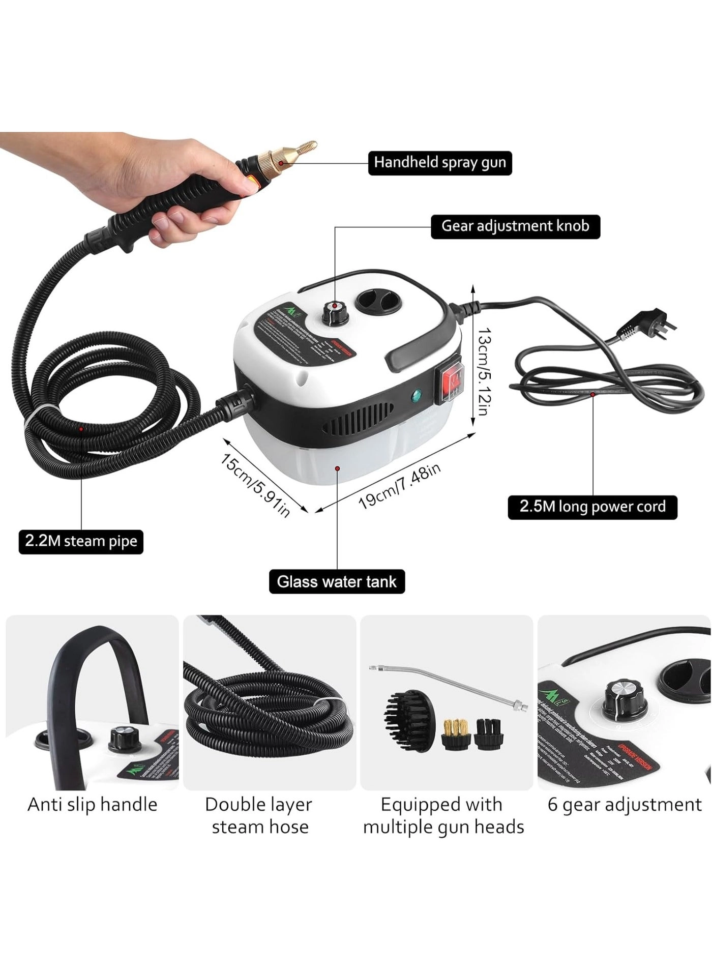 High Temperature Steam Cleaner - 1000W Handheld