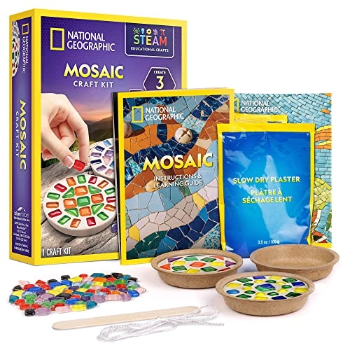 National Geographic Kids Arts and Crafts Kit - 3 mosaics Glass Tiles