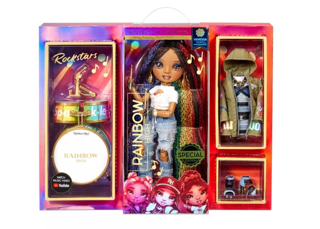 Rainbow High Rockstar Fashion Doll - 2 Complete Outfits Rockband Essentials