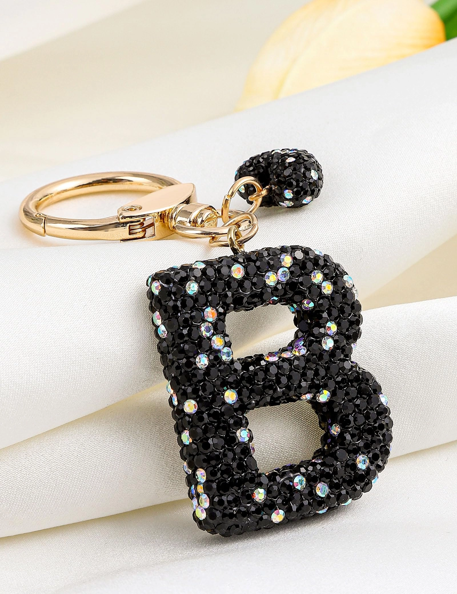 Initial Keychain - L Purple Rhinestone