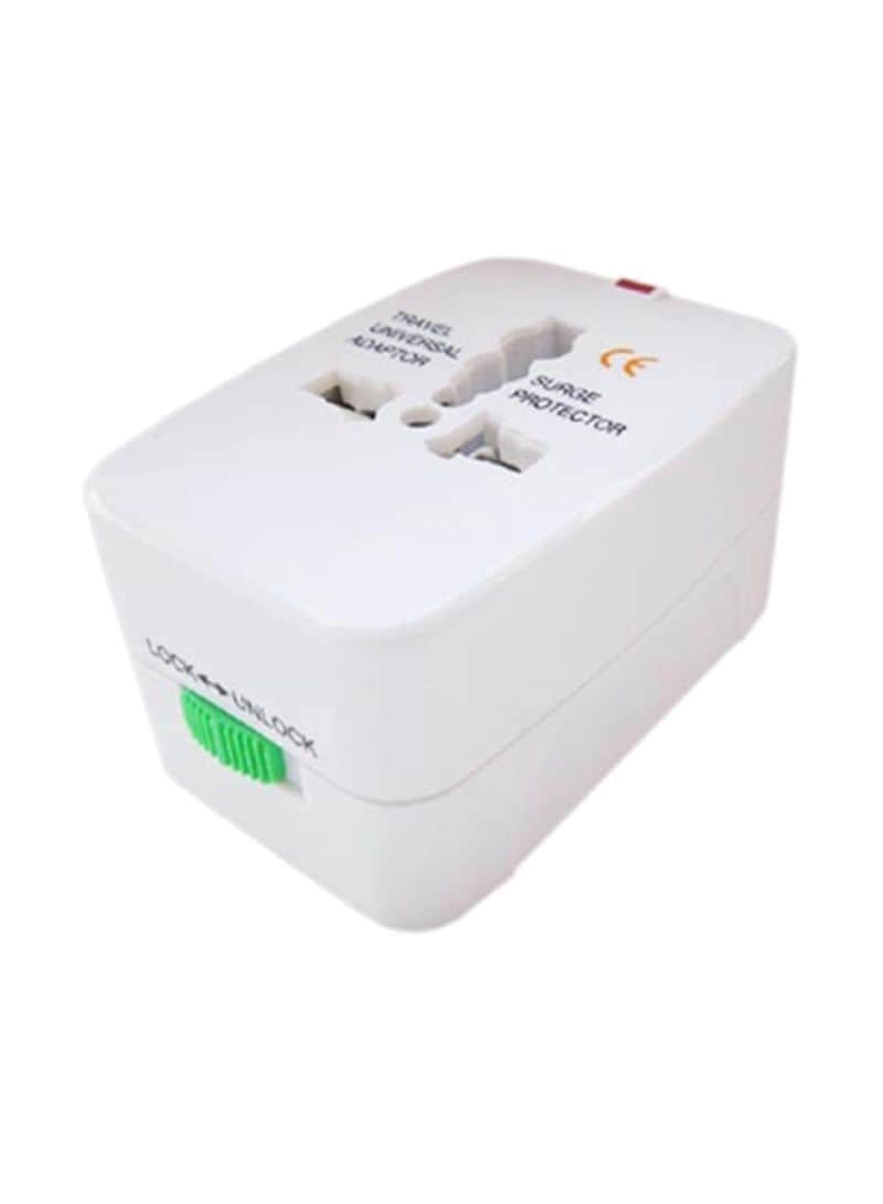 All-In-One Universal Travel Adapter - White Lightweight Portable