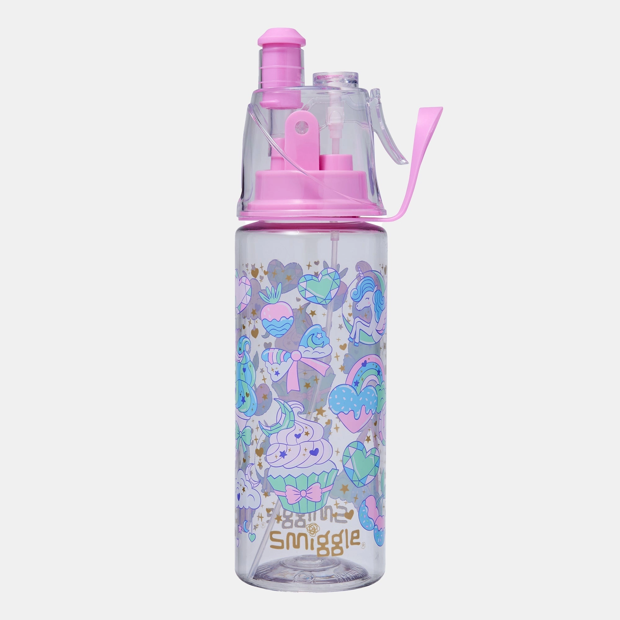 Smiggle Radiant Spritz Water Bottle - Misting function Tritan 560 ml