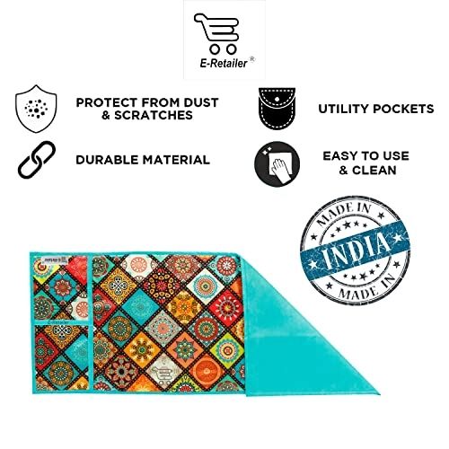 Microwave-Oven Top Cover - Polyester 3-Layered 4 Pockets Maroon