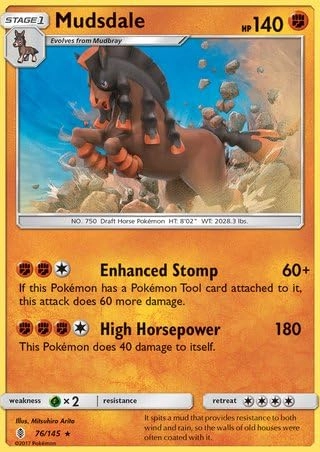 Pokémon Pokemon Mudsdale 76/145 - English - Near Mint + Toploader - Standard sized