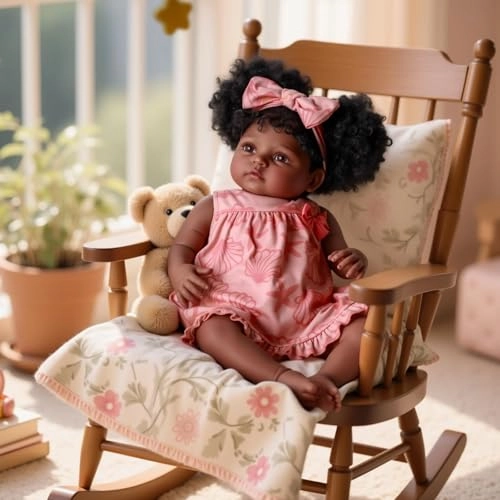 Reborn Baby Doll - 20 Inch Soft Cloth Body Black Girl Ages 3+