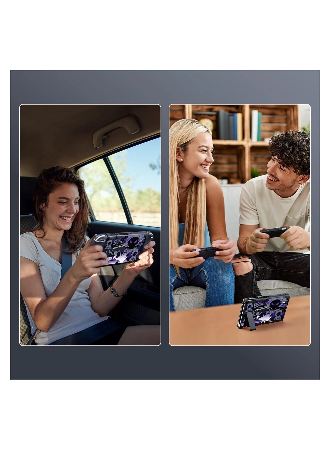 Nintendo Switch OLED Case - Ergonomic Comfort Grip TPU 2x Skull Joystick Caps