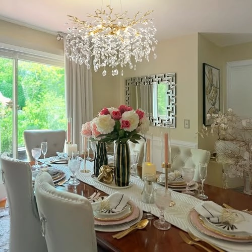 Round Crystal Chandelier - 3000 Kelvin Dimmable