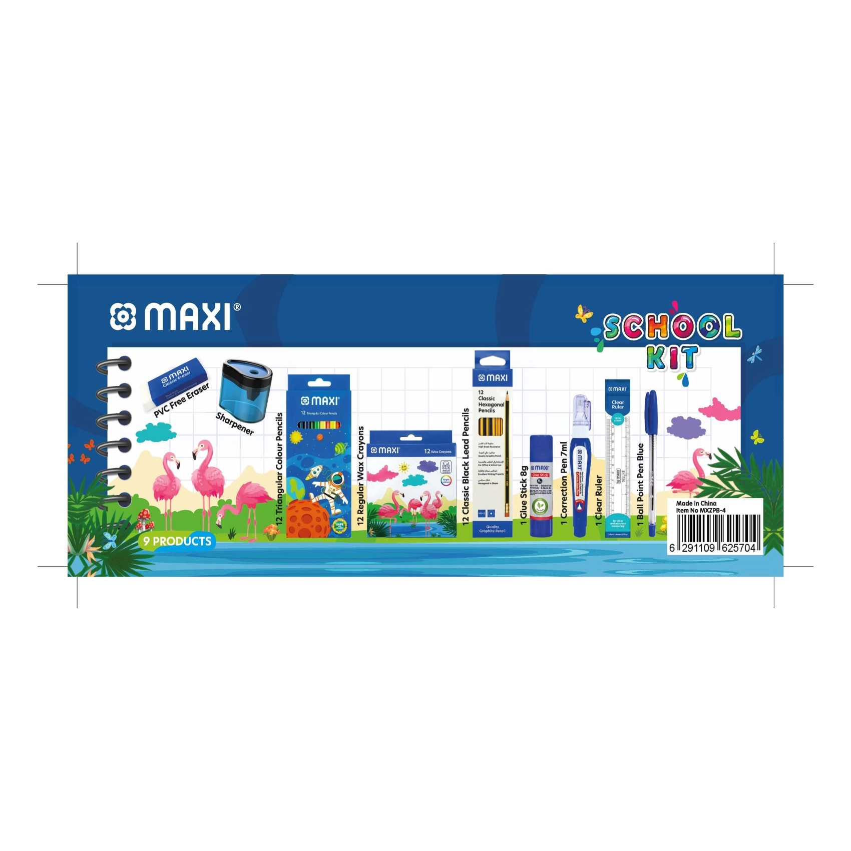 School Stationery Kit - Wax Crayons Colour Pencils Accessories