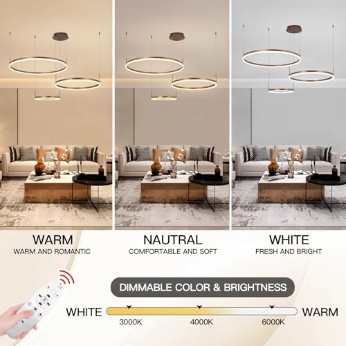 Modern LED Chandelier - 3000K-6000K Dimmable