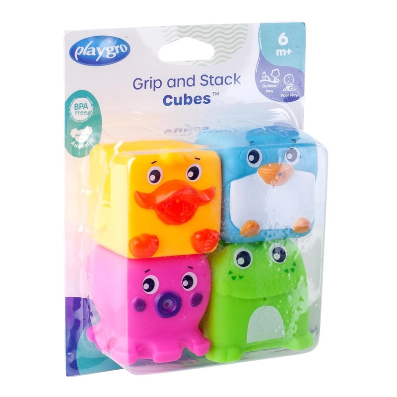 Grip And Stack Cubes - Suitable for 6 months & above 4 Pcs