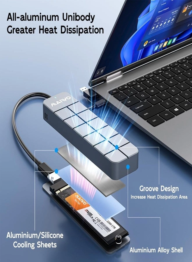 M.2 NVMe SSD Enclosure - USB3.2 GEN2 M-Key 2230/2242/2260/2280mm