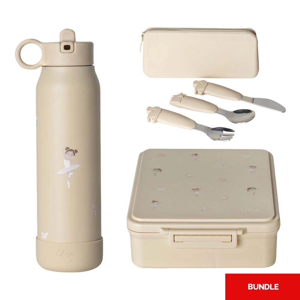 Citron 2023 Water Bottle - Triple insulated 350 ml + 2023 Grand Lunchbox - Vacuum insulated 1900 ml + 2023 Silicone Cutlery Set - 3 pcs