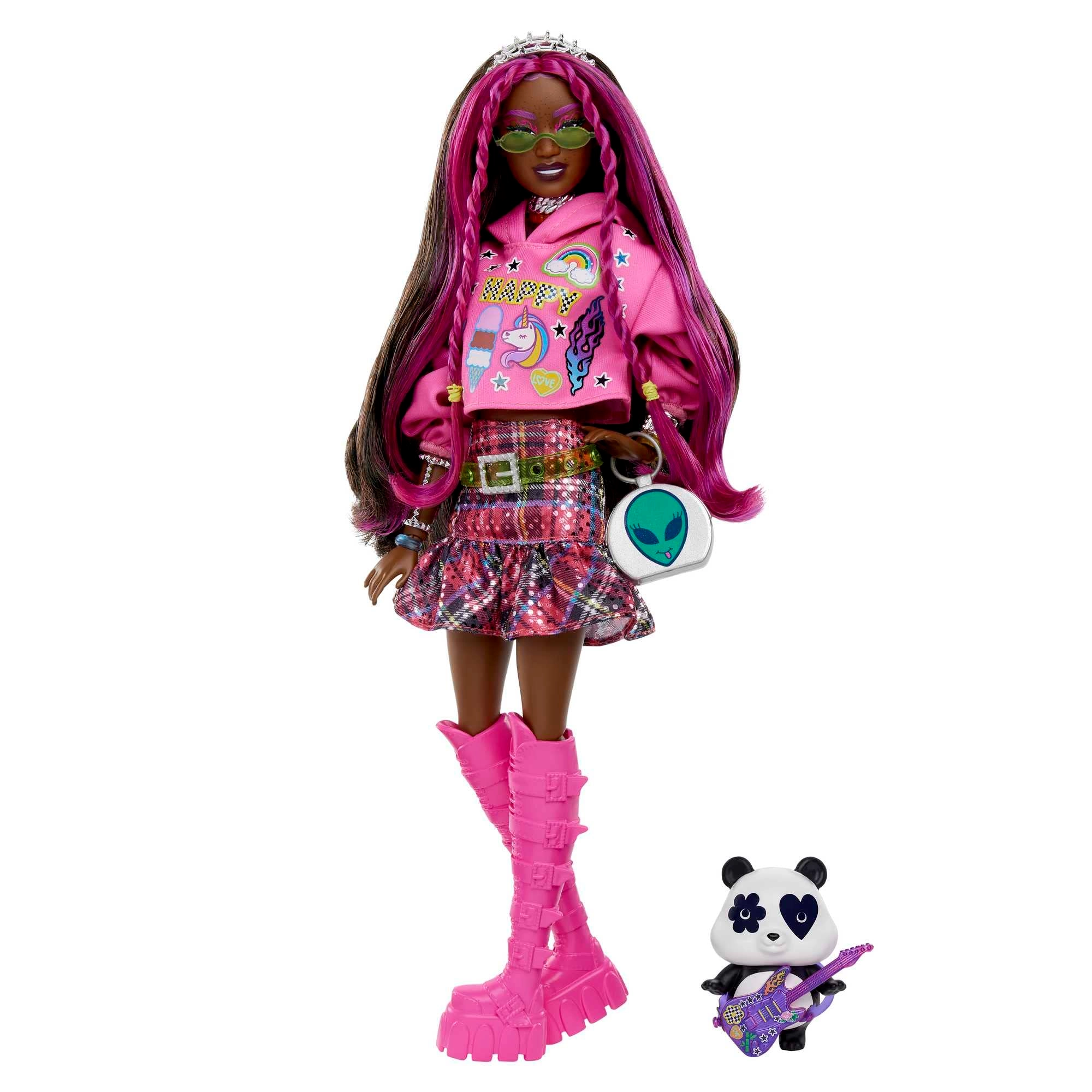 Barbie Extra - Pet Panda Pink-Streaked Brunette Hair