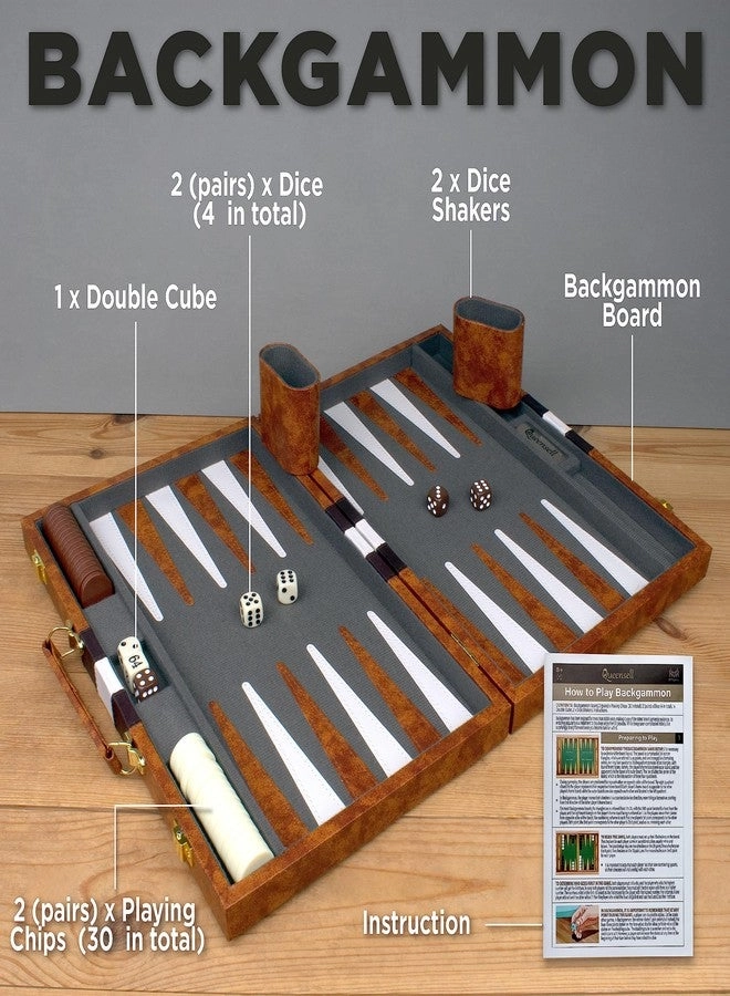 Magnetic Travel Backgammon Set - PU Leather 14" 32 Magnetic Pieces