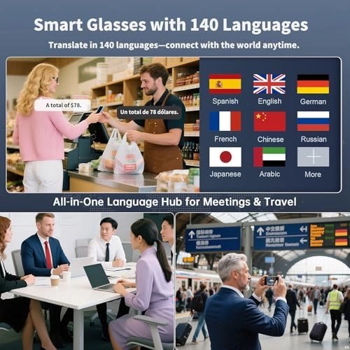 Translation Glasses - 164 Languages Color-Change Lens Bluetooth