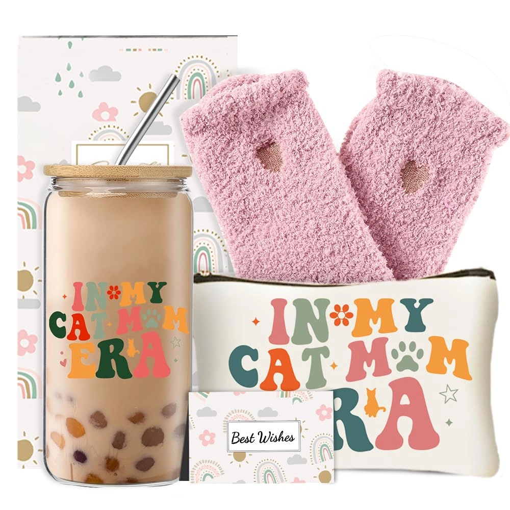 DHQH Cat Mom Glass Tumbler