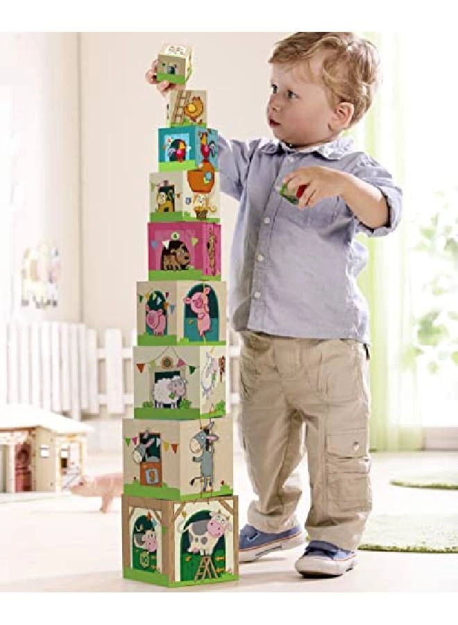 On The Farm Nesting & Stacking Cubes - Cardboard Multicolour