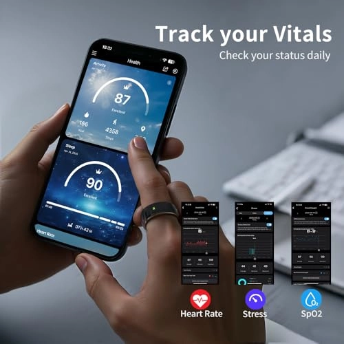 Ceramic Touch Smart Ring - Heart Rate Blood Oxygen 5ATM Waterproof