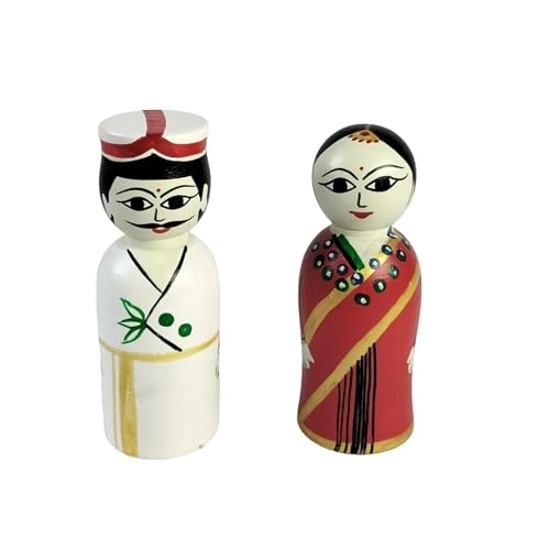 Wooden Peg Dolls, Raja Rani Couple - 2 pcs (RRCD121)