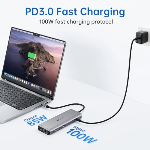 MacBook Pro Docking Station - 12 in 1 Dual Monitor HDMI USB C PD