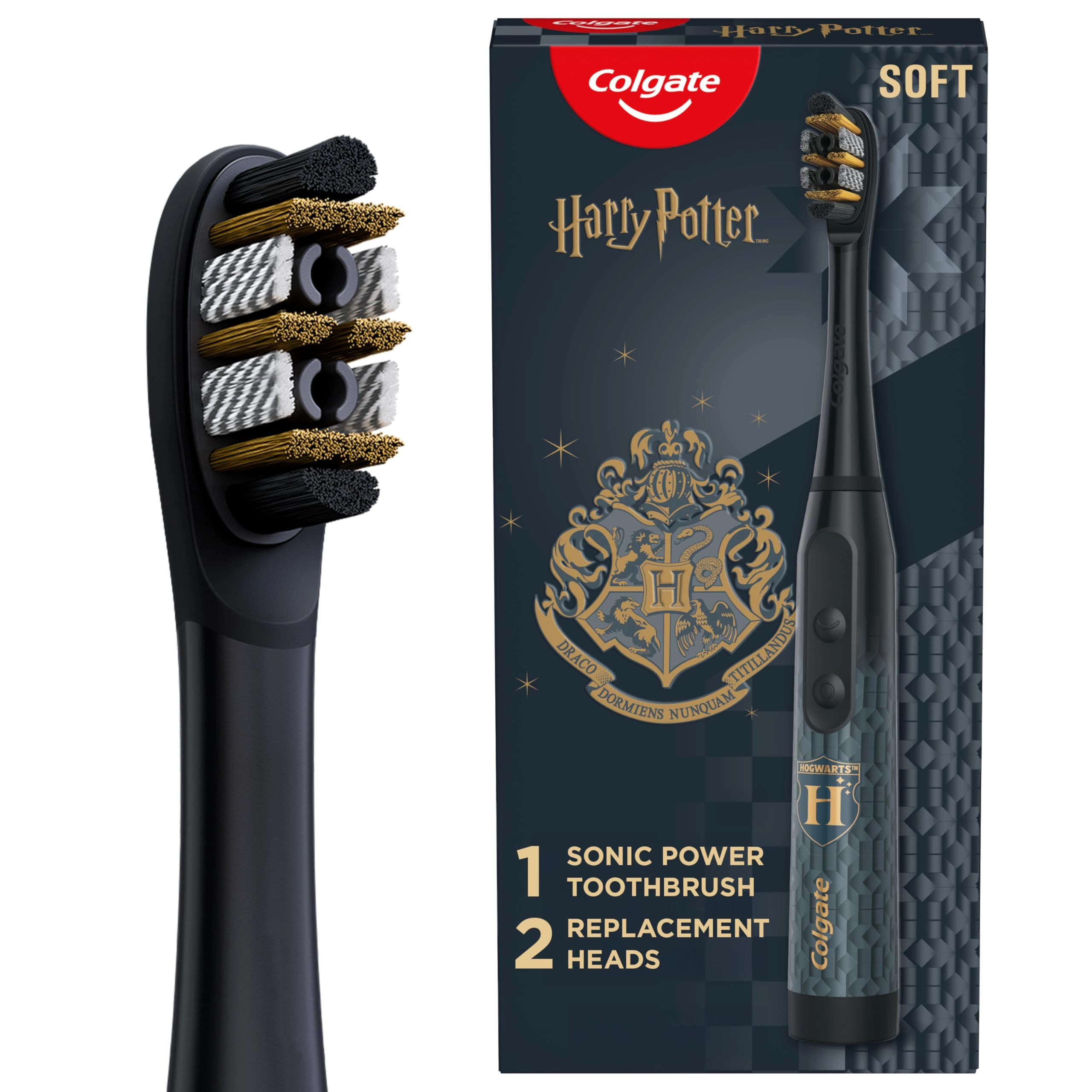 Colgate Harry Potter Adult Sonic Toothbrush - Battery Powered 30,000 brush strokes a minute 2 Brush Heads Soft