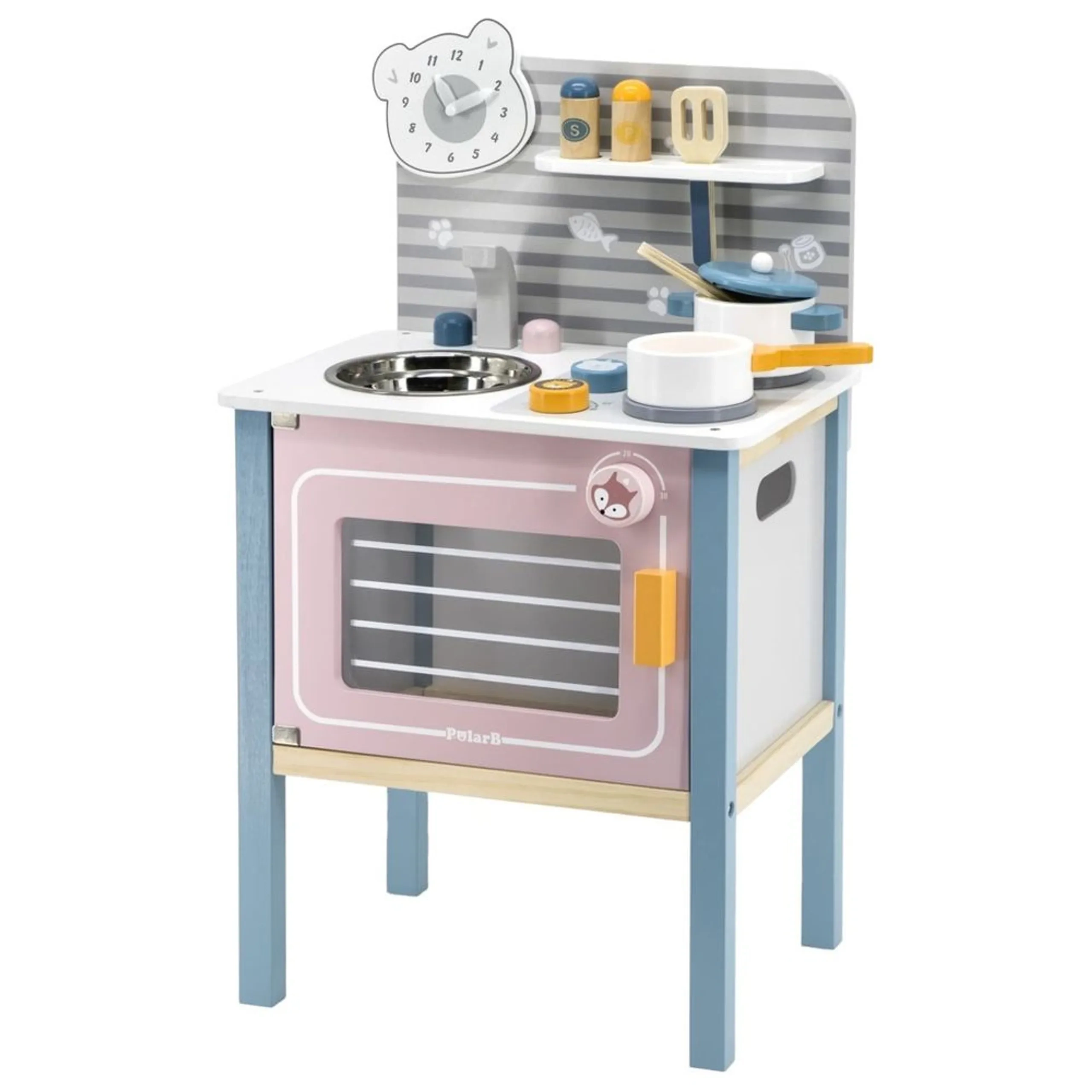 VIGA Wooden Kitchen Playset - Roleplay Utensils Oven Sink (PCG-44027)