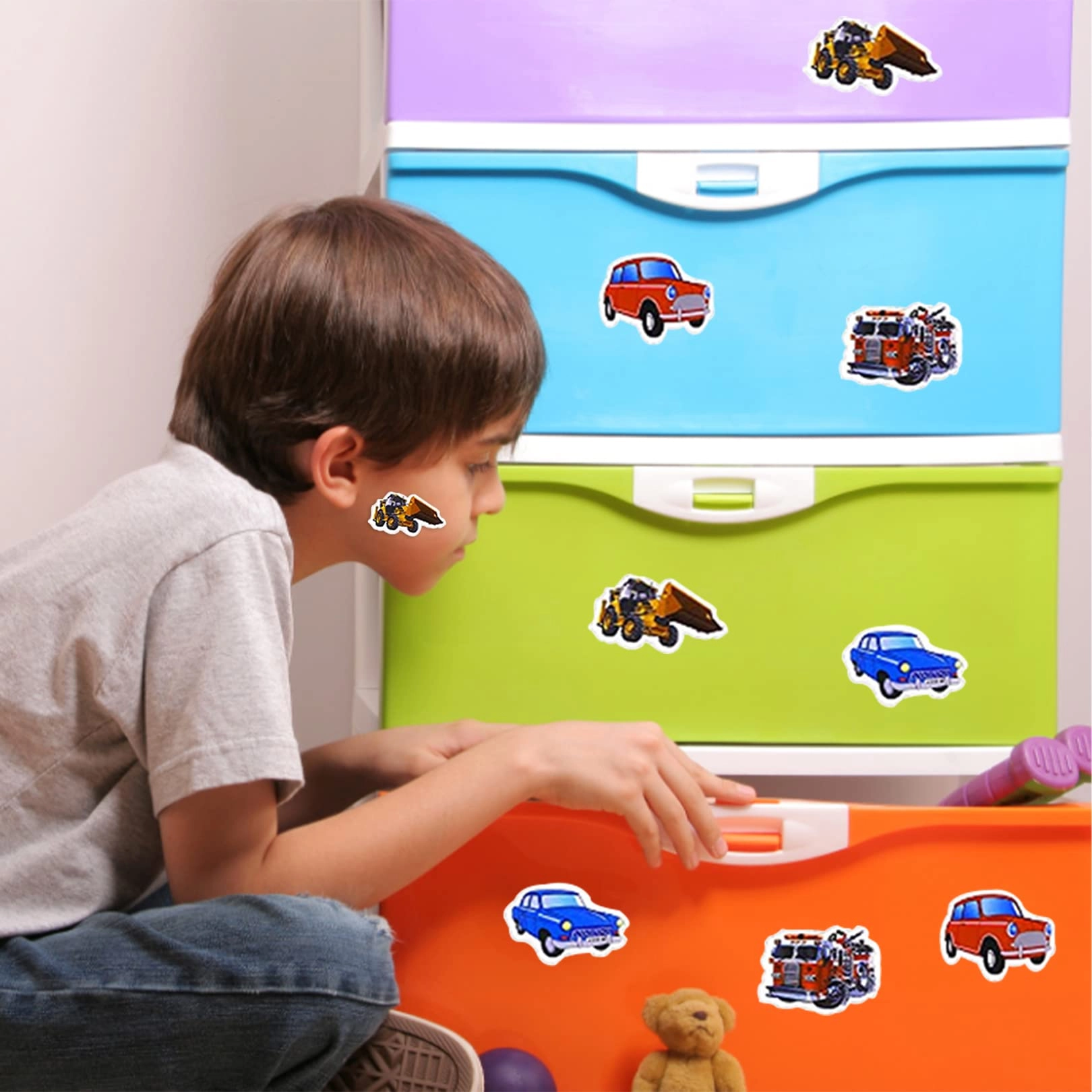 Car Transport Digger Stickers - 12 Sheets