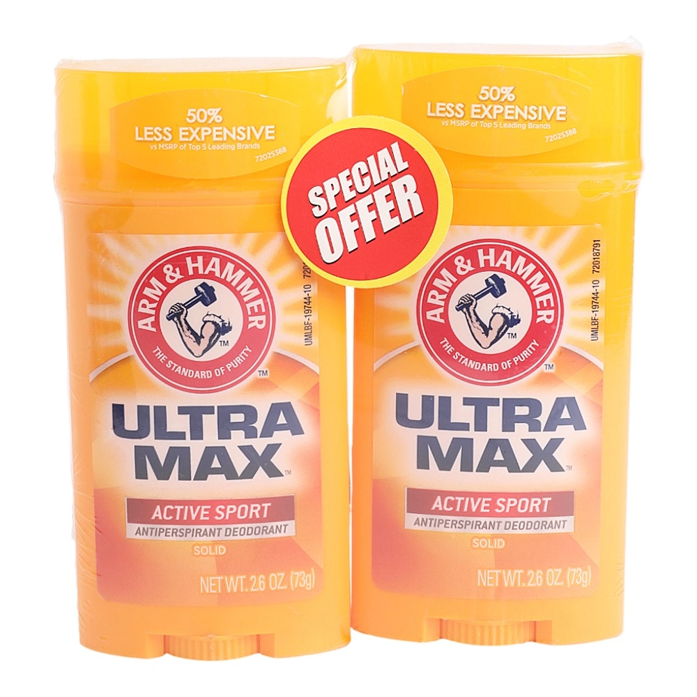 Arm & Hammer Ultra Max Active Sport Deodorant Stick - 2 x 73 g