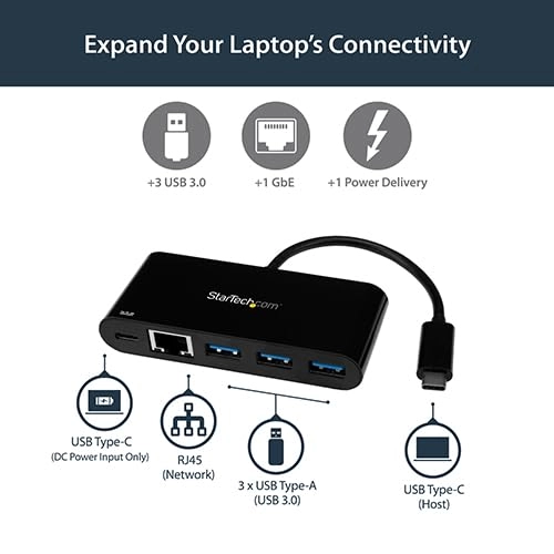 USB 3.0 Hub - 5Gbps 3 Port Gigabit Ethernet