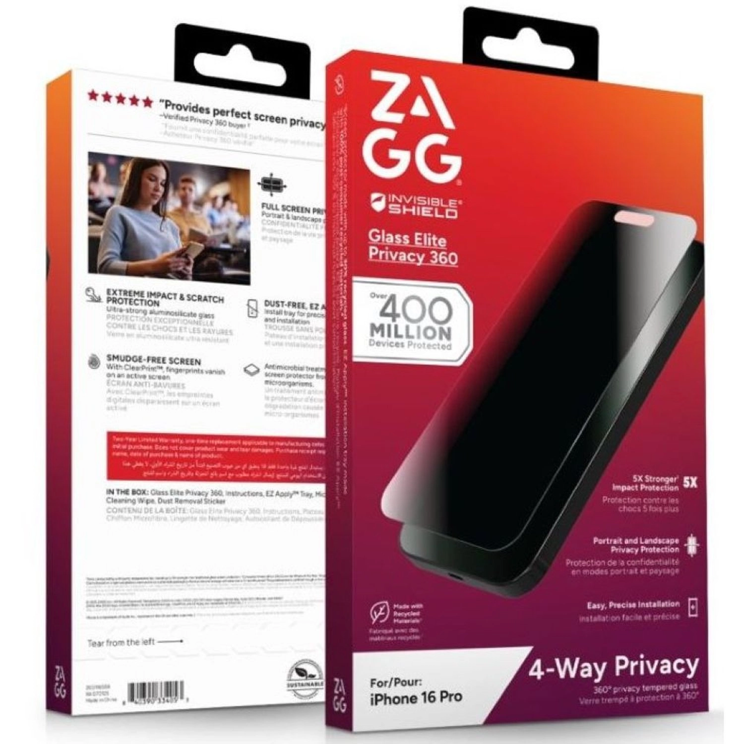 Privacy Tempered Glass Screen Protector for iPhone 16 Pro