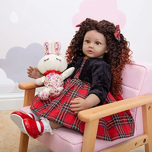 Reborn Baby Doll - 24 Inch Vinyl Cotton Body Pink Yarn Skirt Ages 3+