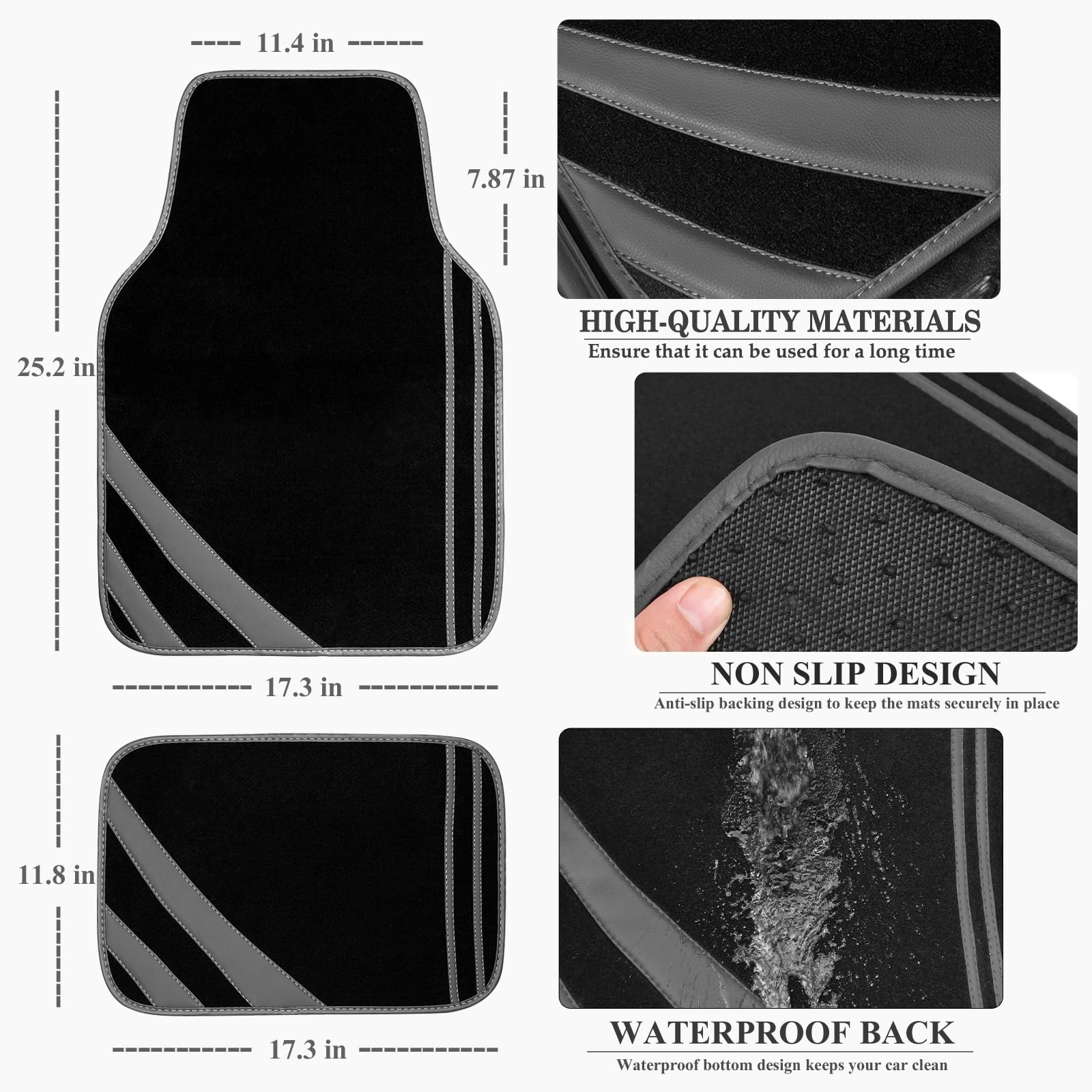 Faux Leather Car Mats - Blue Edge Universal Fit